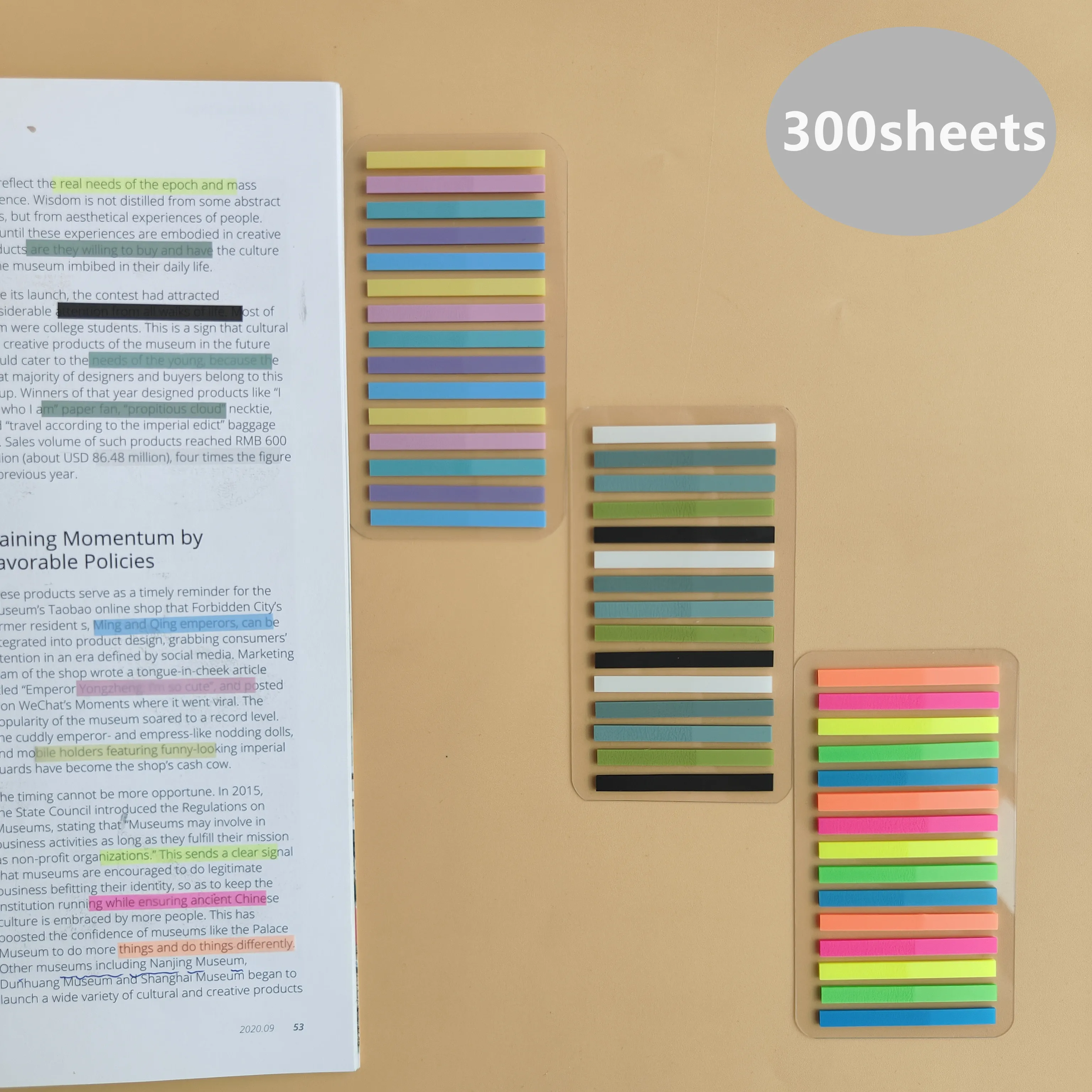 300 Sheets Posted It Transparent Sticky Notes Tab Self-Adhesive Kawaii Clear Bookmarkers Annotation Books Page Marker Stationery