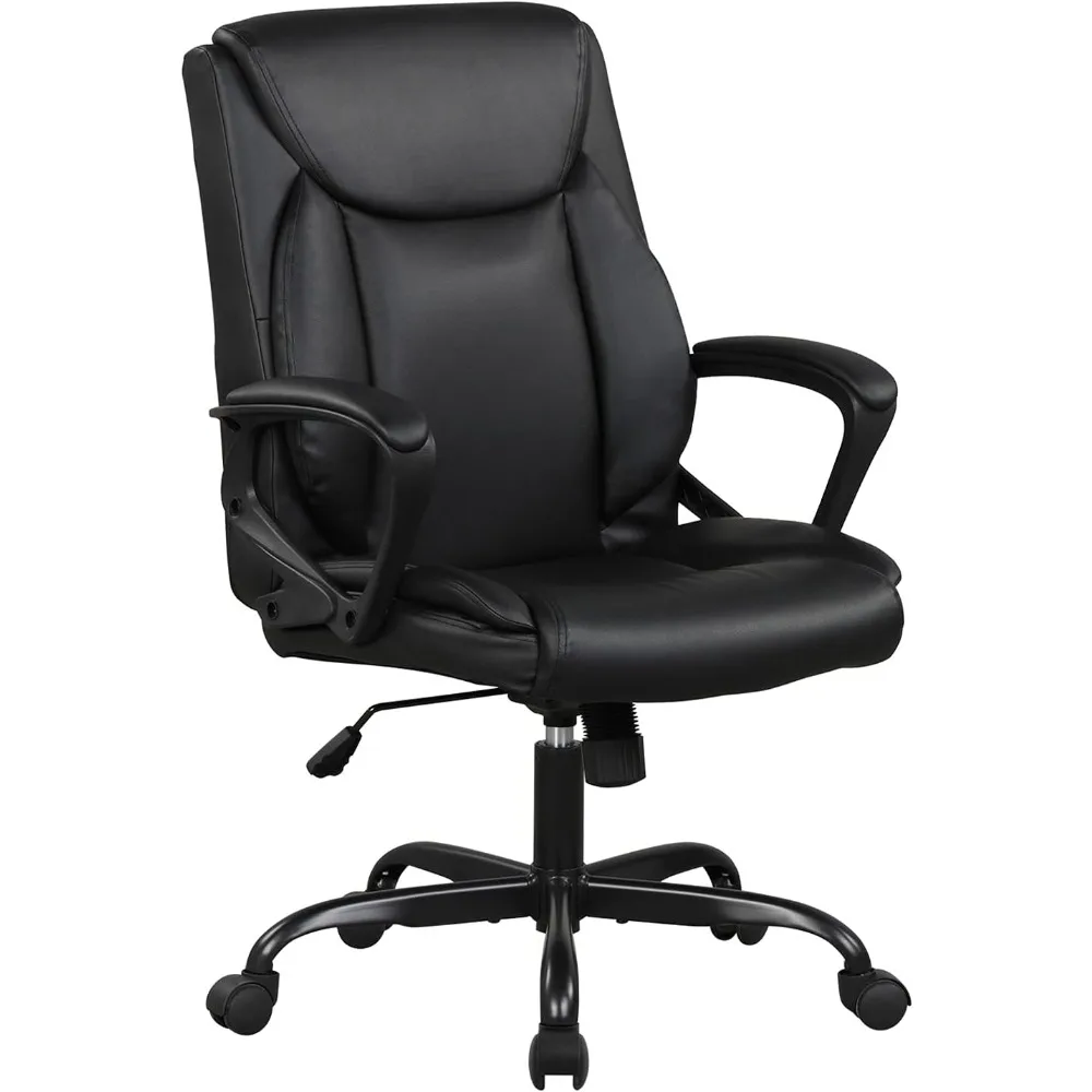 

Home Office Chair Ergonomic Desk Chair PU Leather Task Executive Rolling Swivel Mid Back Computer Chair with Lumbar Suppor