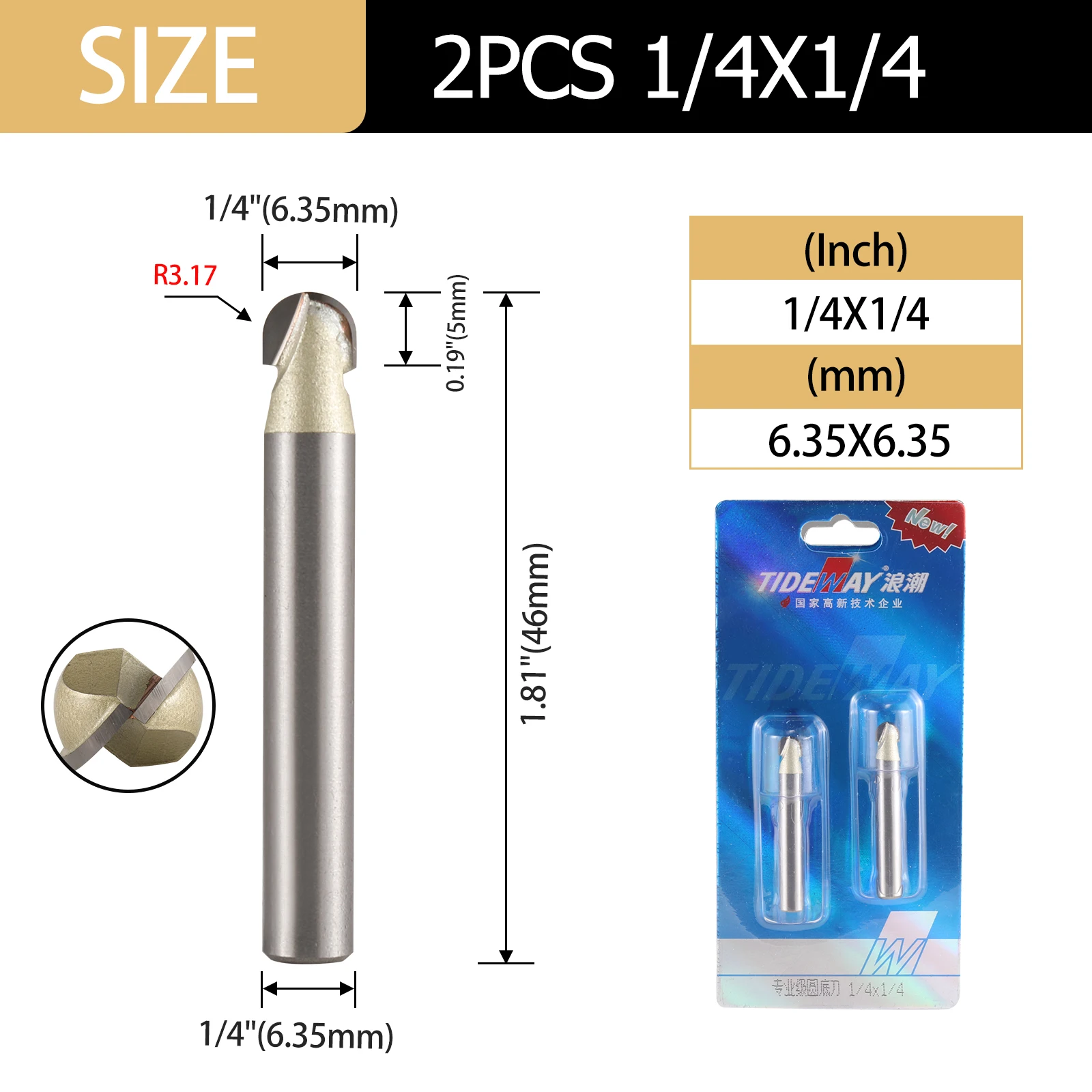 Tdeway ND LC01131204 3/4" Da X 1" L Pattern/Flush Trm 1/4" Shank - Foto 5