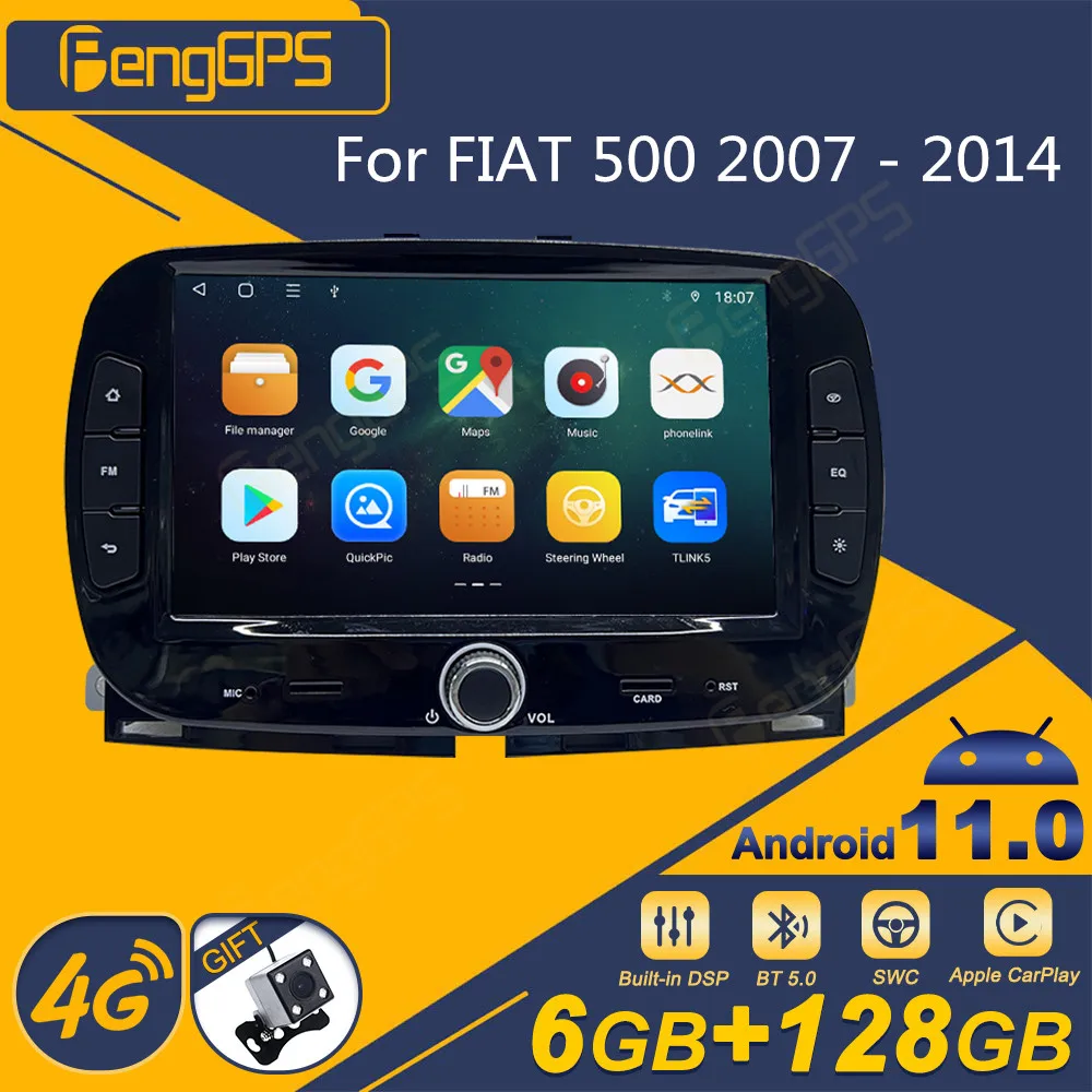 Per Fiat 500 2007 - 2014 Autoradio Android Ricevitore Stereo 2Din Autoradio Lettore Multimediale Gps Navi Head Unit Screen