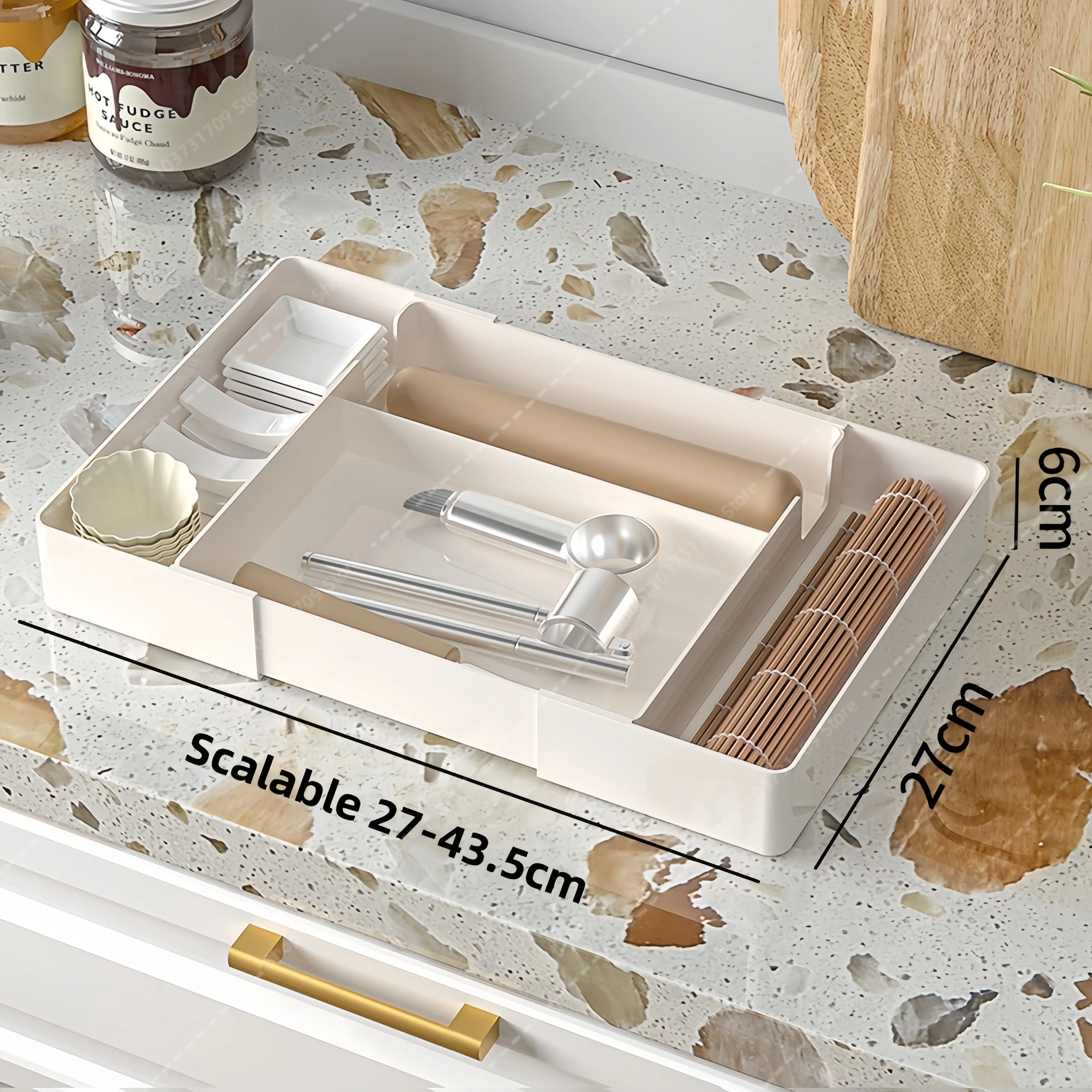 Kitchen Silverware Drawer Organizer Expandable Utensil Tray Adjustable for Spoons Forks Knives Flatware and Cutlery Organizer 6