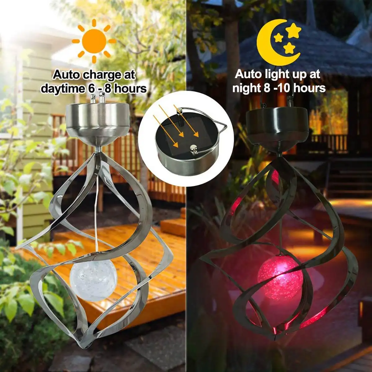 

Светодиодная уличная лампа на солнечной батарее, водонепроницаемый светильник с питанием от солнечной энергии, садовая Подвесная лампа-Спиннер, светильник личное освещение, украшение Вечерние