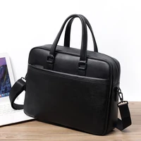 Double Zipper Men Bags Genuine Leather Men Briefcase Bag Business Leather Laptop Bag Shoulder Fashion Office Male Handbag Large 1