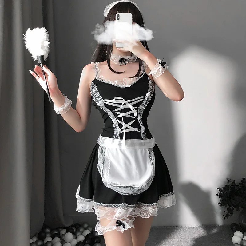 Women Lingerie Women Sexy Lingerie Babydoll Maid Cosplay Uniform Lingerie Lace Dress Sexy Underwear