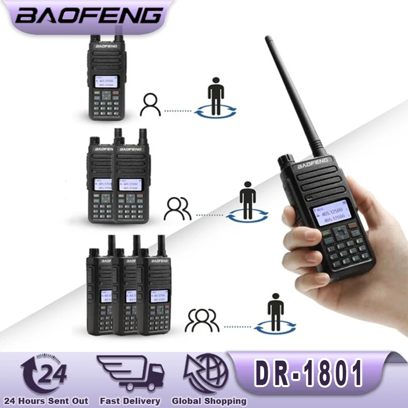 Baofeng DR-1801 Walkie Talkie Tier 1+2 Dual Time Slot Digital UV Dual Band 136-174 & 400-470MHz DMR Radio Two Way Radio DM-1801 6
