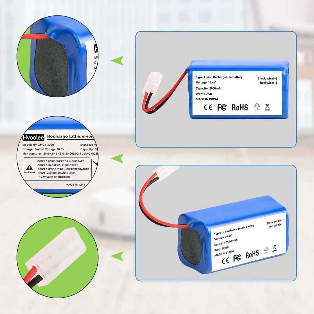 For Original Xiaomi Replacement Battery H18650CH-4S1P For XIOMI MIJIA Mi Robot Vacuum-Mop Essential G1 MJSTG1, SKV4136GL 2600mAh 6