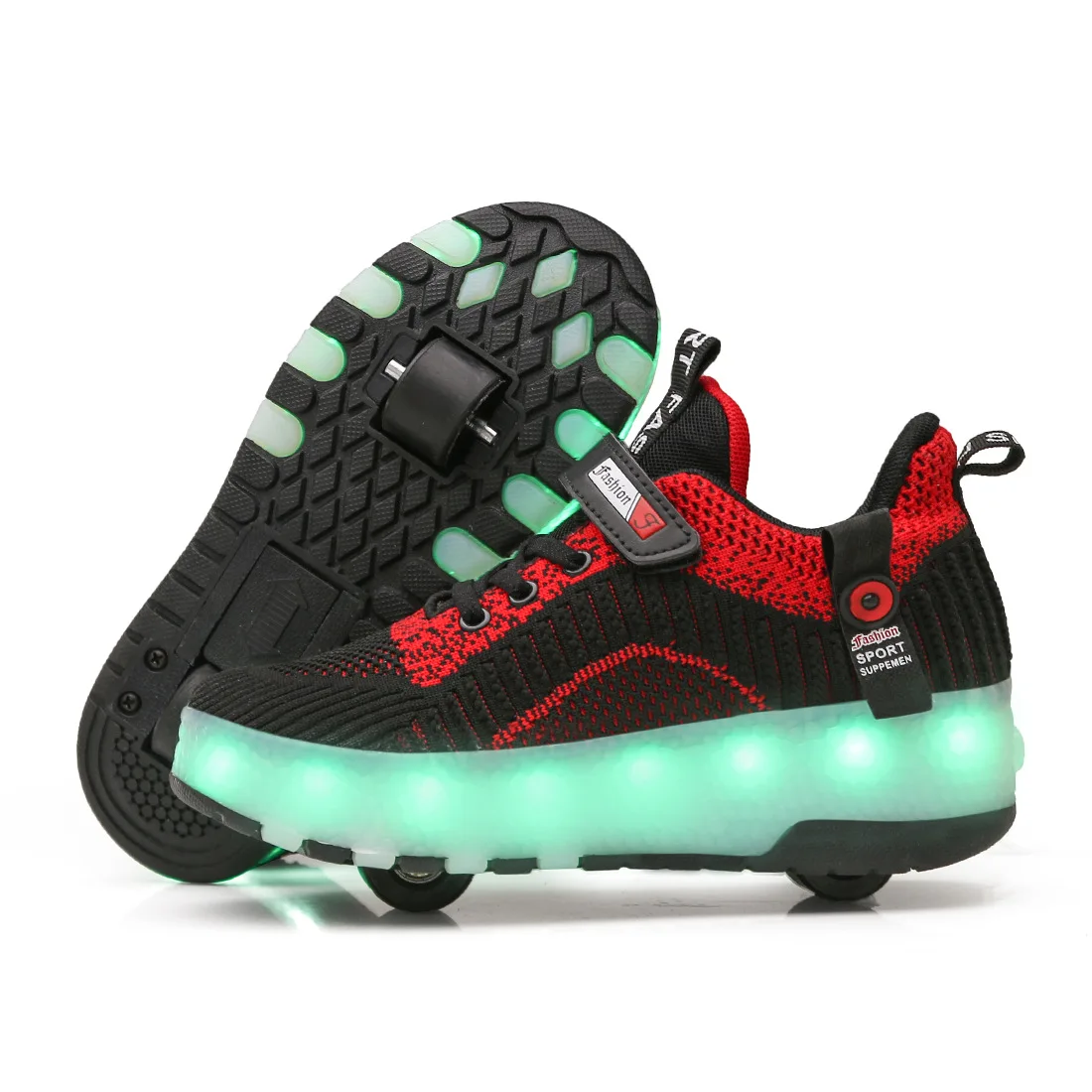 

Breathable LED Children Shoes Fashion Two Wheels Sneakers Boys & Girls Kids Roller Skates With USB Charger Size 28-40
