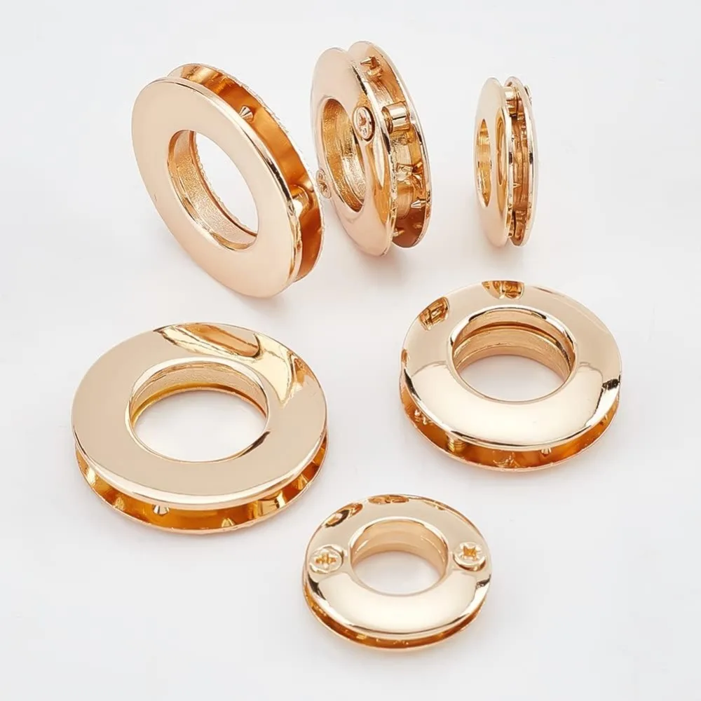 Alloy Eyelets Grommets 18pcs 10.5/13.8/16mm Round Grommet Snap Hole O-Ring Bag Loop Connector