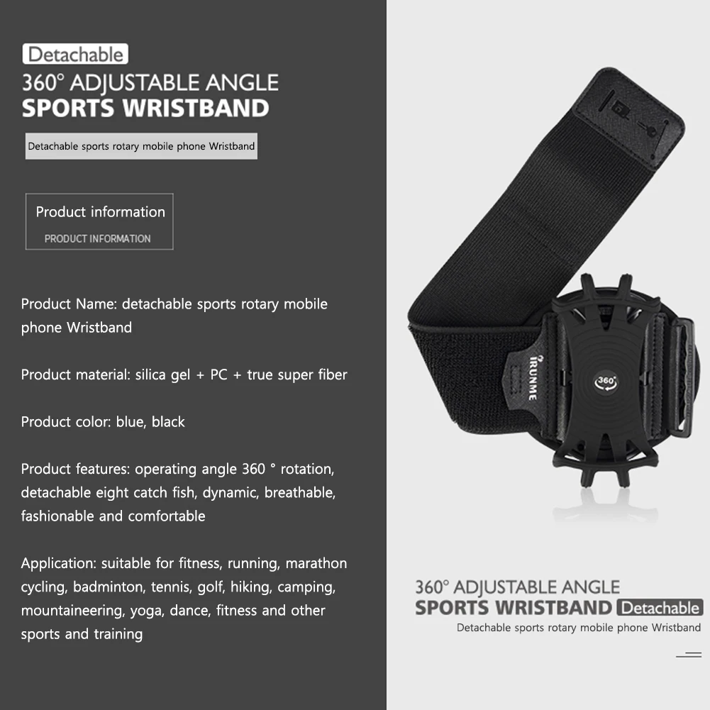 Outdoor Sports Wristband Phone Holder for iPhone 12 11 Pro Samsung Huawei Removable Rotating Armband Cell Phone Holder Arm Bag mobile phone armband phone arm band phone armband sports arm bag fitness arm bag