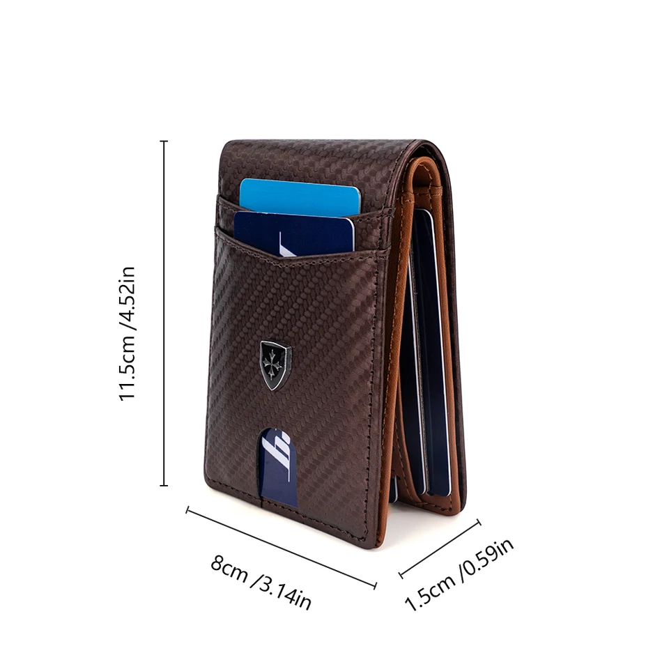 KM Legend RFID Blocking Leather Money Clip Wallet For Men - Slim Bifold Credit Card Holder With 4 Slots & ID Window, Carbon Black 4 thumbnail image