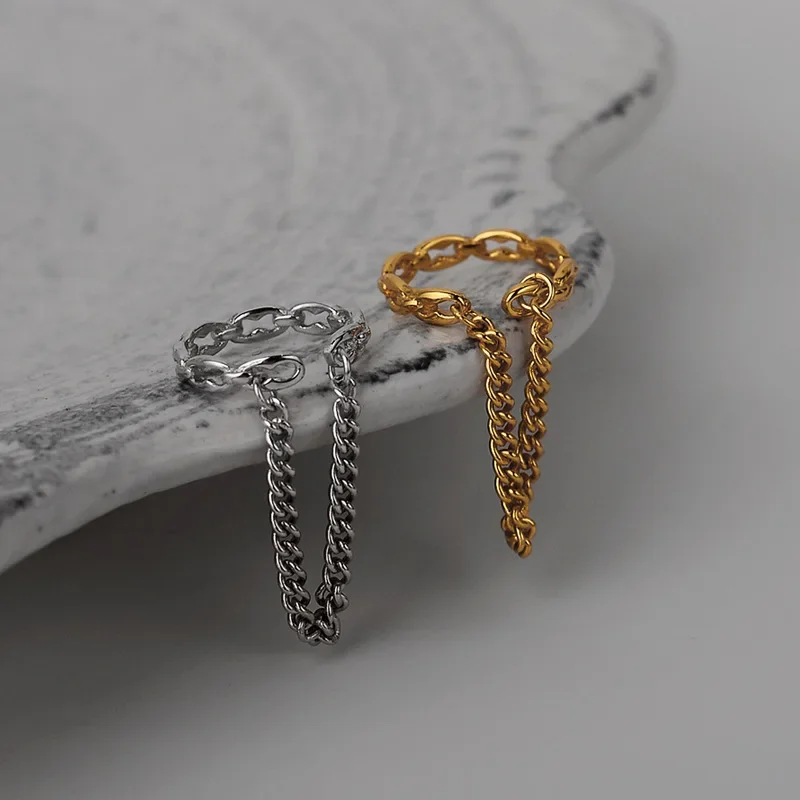 

Youth of Vigor Tassel Chain Pattern Solid 925 Silver Earrings 18K Gold Tone Polished Ear Clips E1006 1 Piece