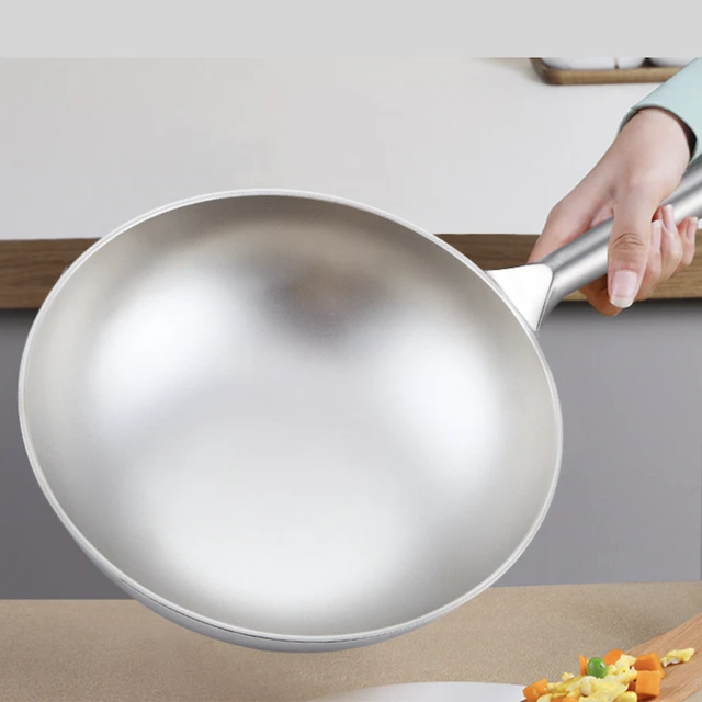 28cm Pure Titanium Skillet 99.7% Titanium Frying Pan Uncoated Non Stick  Flat Bottom Skillet Pan