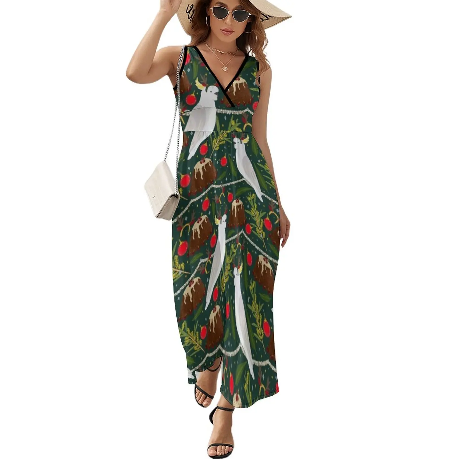

Christmas Australian Sulfur Crested Cockatoo Parrot Pudding Wattle Sleeveless Dress dress women summer 2023 women clothes