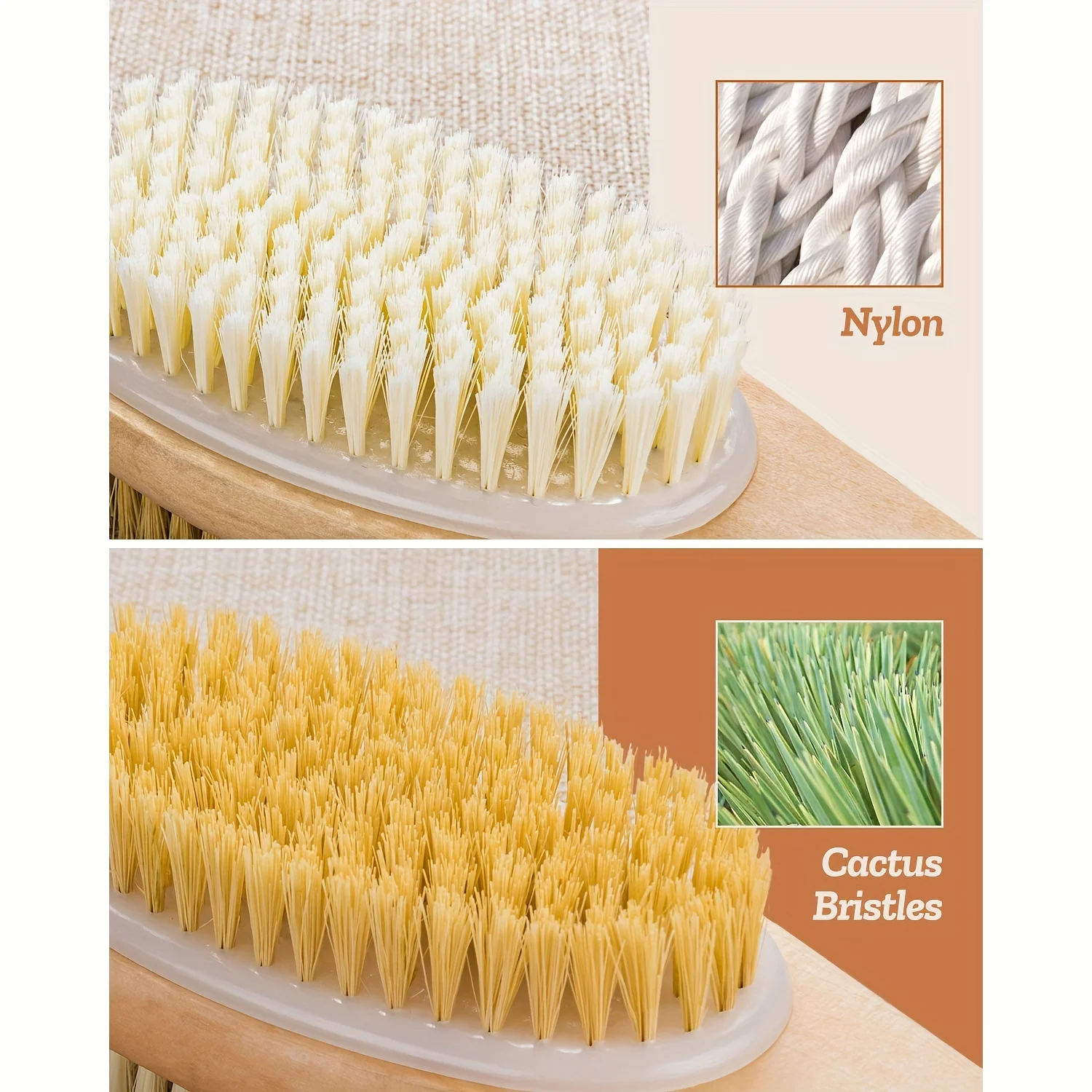 Exfoliating Back Scrubber & Massage Shower Brush for Lazy Skin Care, Natural Wooden Body Scrub Tool