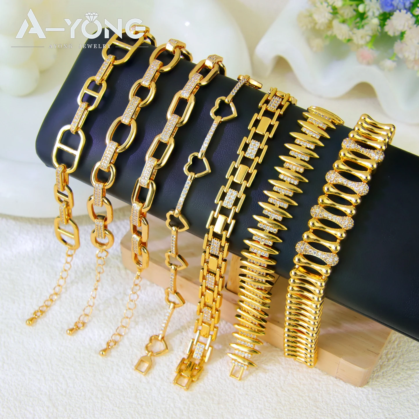 Mode Italienisches Gold Farbe Armband 21k Gold Überzogene Zirkon Dubai Charme Glück Armreifen Saudi Frauen Event Party Trendy schmuck
