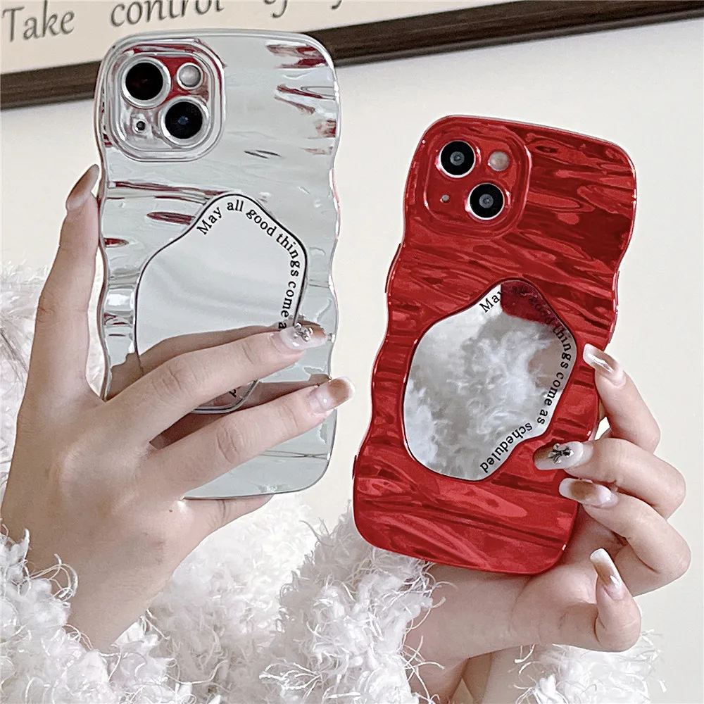 3D Ondulazione Dell'acqua Pieghe Irregolare Caso Dello Specchio Per Samsung A04 A04S A14 A34 A54 A13 A23 A33 A53 A52 a22 A32 A05 A05S Morbido_voghion.com