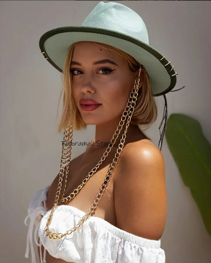 Kette Punk Strohhut neue Sonnenhut Goldkette Zubehör Jazz Hip Hop Sommer hut Punk-Stil Strand hut Kirchen hut – Detail 7