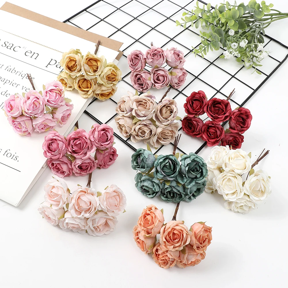 42 Fiori Artificiali Misti Per Fai Da Te, Mini Decorazioni In Seta 3-8 Cm - Rosa E Bianco - 2