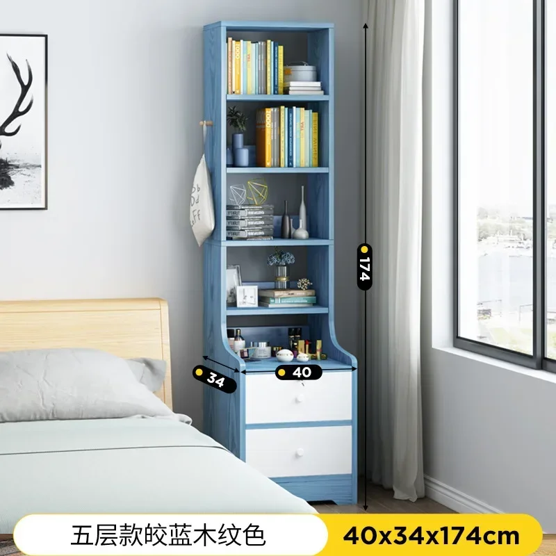 High Bedside Table Shelf Simple Modern Nordic Bedroom Bookcases Drawers Storage Organizer Nightstands Comodino Home Furniture