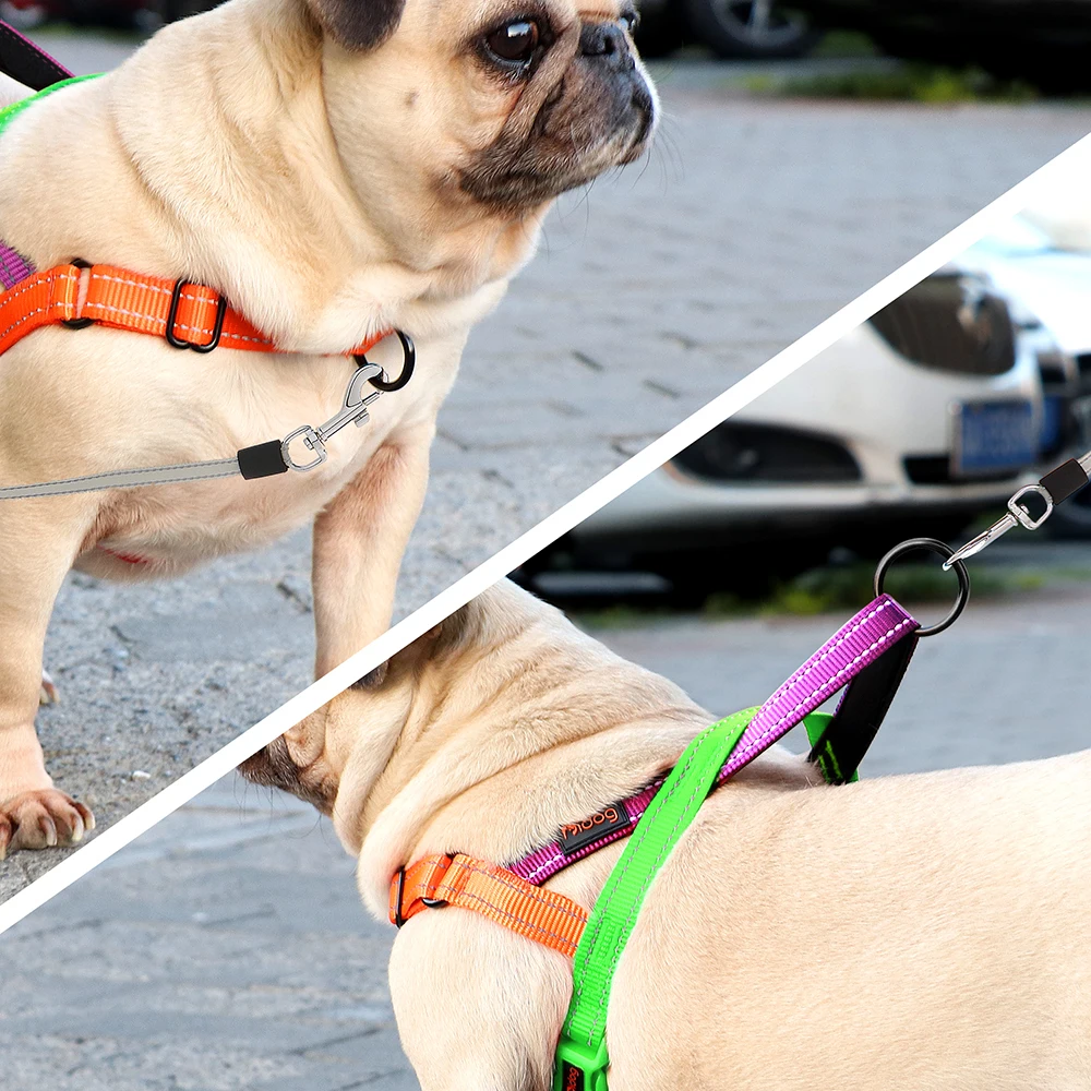 Reflektierendes Nylon-Hundegeschirr, verstellbar, kein Ziehen, Haustierweste, Geschirr, schnelle Kontrolle, französische Bulldogge, Chihuahua-Geschirr, Weste, Perro – Detail 11