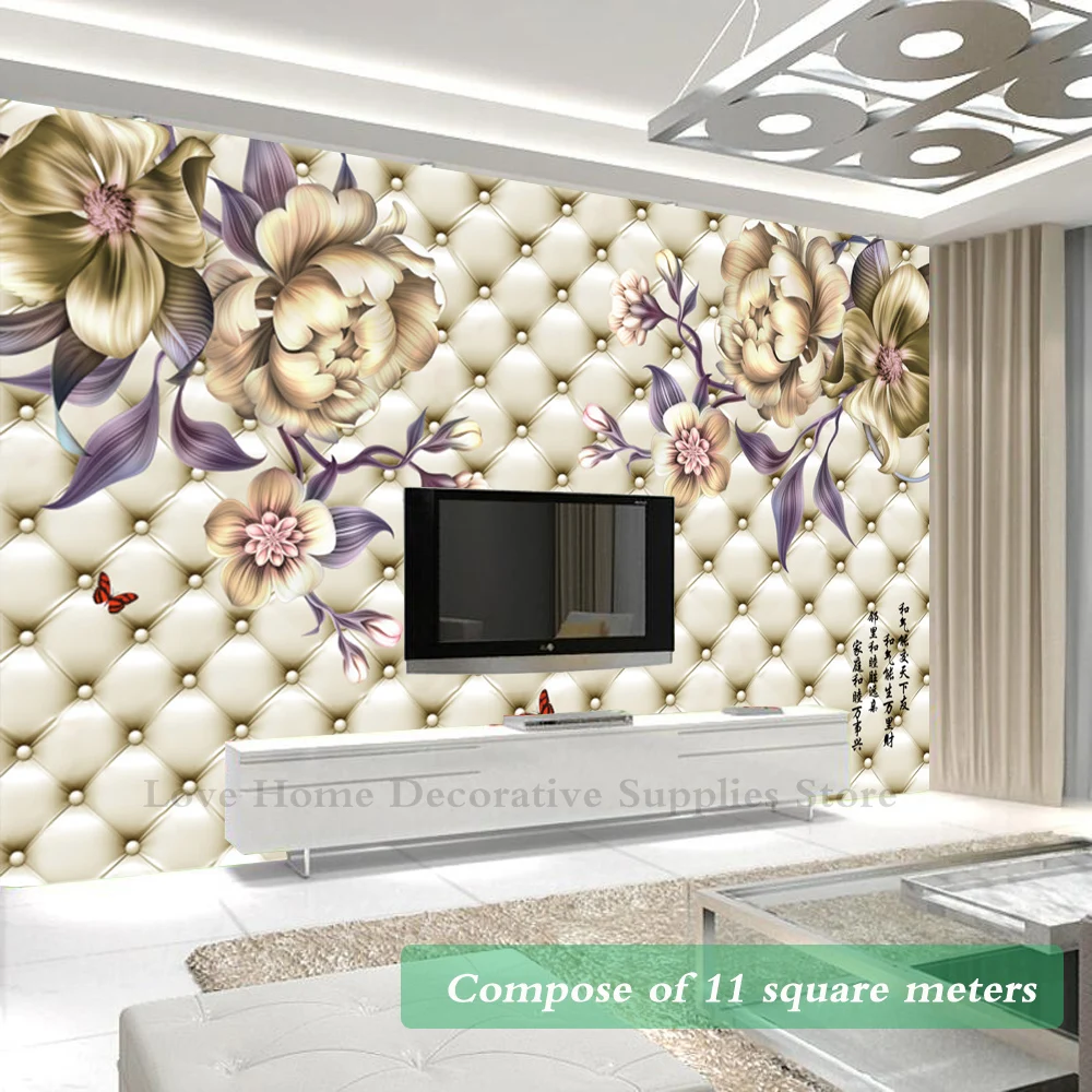 

Светильник лые кожаные печатные фотообои панорамный цветок на заказ любой размер комната настенная живопись диван тв Искусство Декор для дома