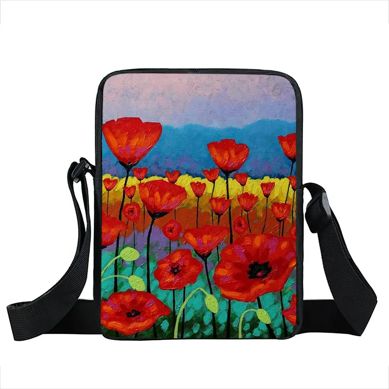 VISESUNNY Women's Large Canvas Tote Bag - Red Poppy Print, Roomy Shoulder Bag For Beach, Travel, Groceries - View #8