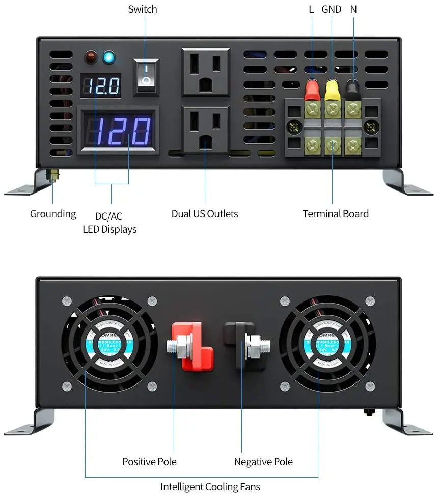 ZJZ WZRELB 3.5kw 순수 사인파 인버터 12v 24v 48v DC에서 100V/110V/120V AC로 변환 3500w 태양광 오프 그리드 인버터