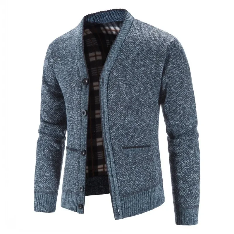 Men Cardigan Knitted Sweatercoat 2023 Autumn Winter Fleece Warm Solid Casual Knit Cardigans Jacket Coat Fashion Men Clothing