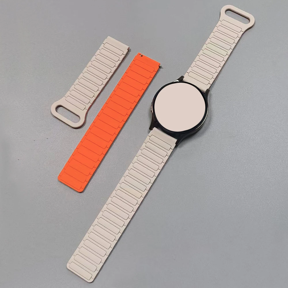 Silicone Magnetic Loop Smartwatch Strap - 20/22mm Adjustable Bracelet in Various Colors