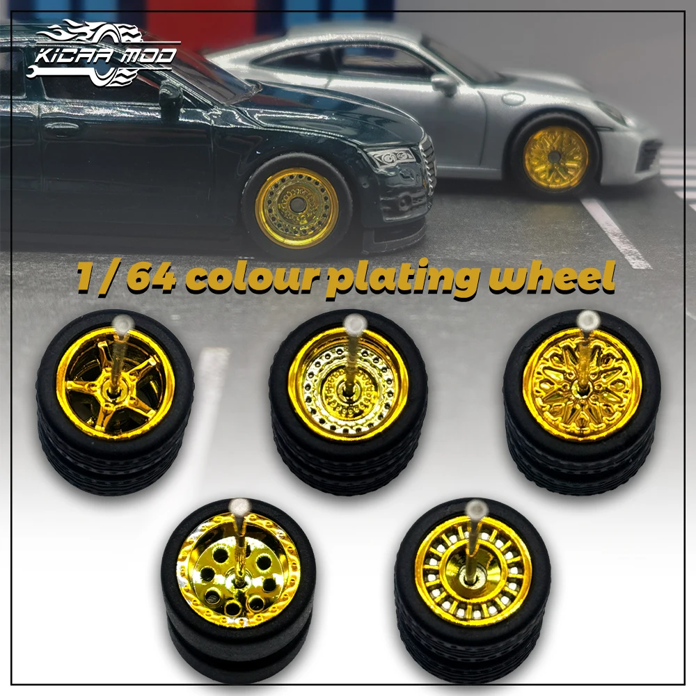 KicarMod 1/64 колеса с резиновой шиной роскошный JDM VIP стиль гальваническое покрытие для литых моделей автомобилей горячие колеса хобби модифицированные детали
