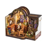 Robotime Magic Study DIY Miniature House Kit with LED and Furniture Wooden Dollhouse Model Building Kit Gift for Children Adults 1
