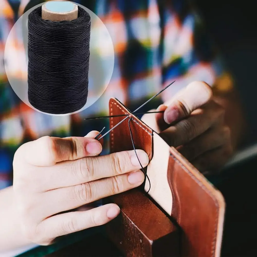 Description Picture 6 of item1mm 80Meter/Roll Waxed Thread Leather Sewing Tools Bookbinding DIY Weave Craft Polyester Stitching String Cord Repair Thread