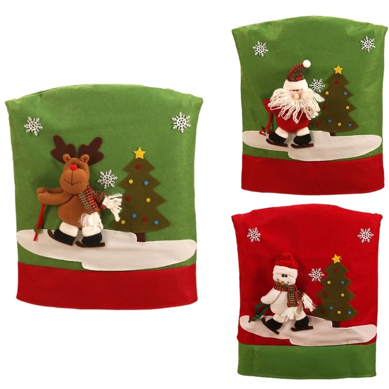 

YYSD Christmas Chair Back Cover Cartoon Santa Chair Back Decoration for Banquet