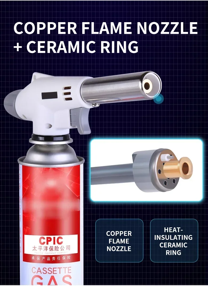 Description Picture 6 of itemTorch Cooking AutoIgnition Butane Gas Welding-Burner Welding Gas Burner Flame Gas Torch Flame Gun Blow for BBQ Camping Cooking