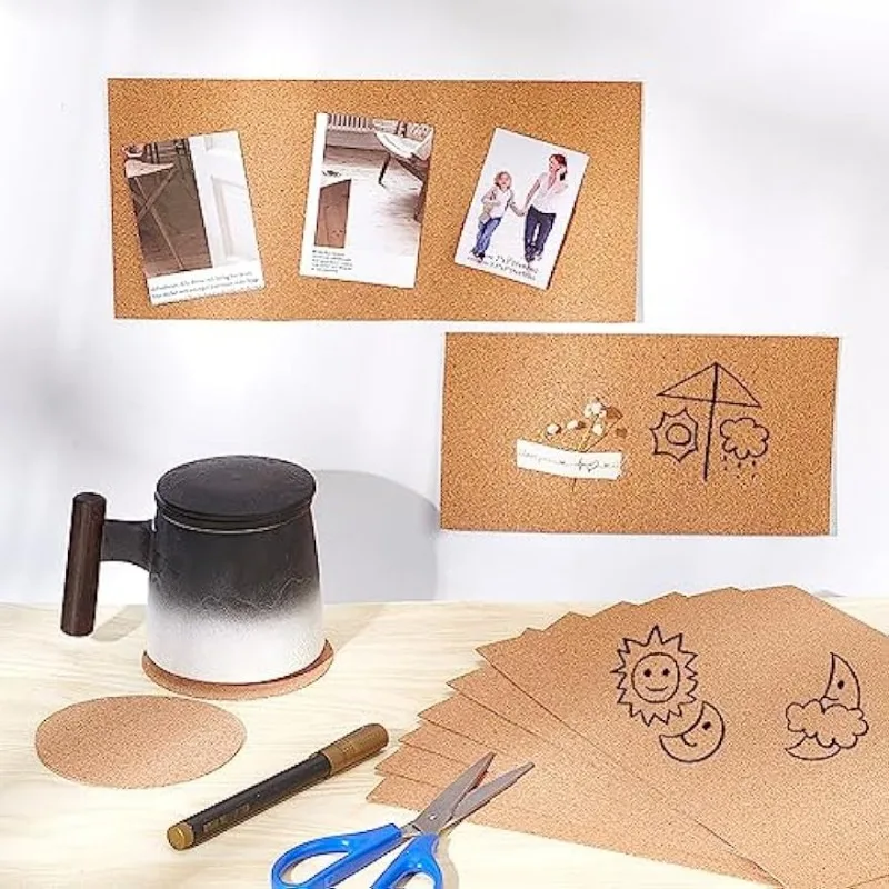 Self Adhesive Cork Sheets 8 Pack Self-Adhesive Cork Sheets 1mm Thick A4 Rectangle Insulation Cork Backing Sheets for Coaster, Wall Decoration, Halloween
