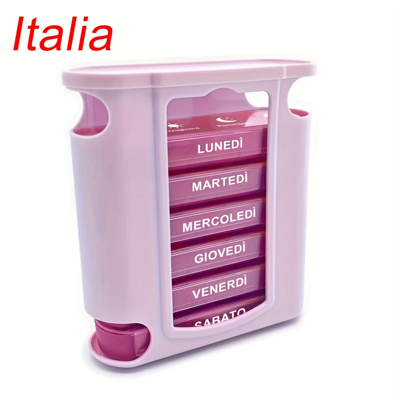 Italian-Printed Weekly Pill Organizer with 7 Stackable Daily Compartments