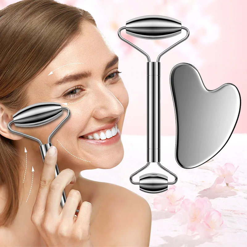 

Face Massager Stainless Steel Roller Painless Skincare Facial Manual Massager Gua sha and Face Roller Wrinkle Remover Roller