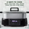 Stainless Steel 8-in-1 Skillet Grill & Slow Cooker, Presets to Saute Steam Stir-Fry and Cook Rice, Healthy Ceramic Nonstick and 2