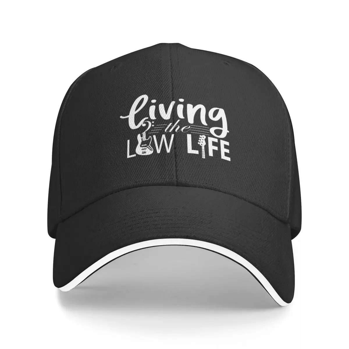 

Living the Low Life-Bass Guitar-Bassist-Bass Clef-Bass Guitar Player Baseball Cap Fluffy Hat sun hat For Girls Men's