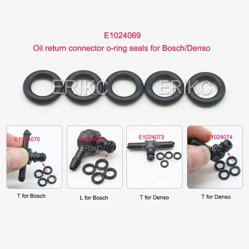 ERIKC Common Rail Diesel Fuel Injector Return Oil Backflow Pipe Rubber O-ring for Bosch 110 Series 10pcs/Bag