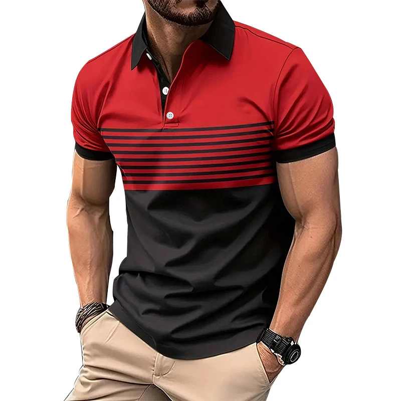 Summer Striped 3D Printed Polo Shirts Men's Fashion Streetwear Oversized Button Lapel Short Sleeve Shirt Tees Tops Man Clothing 15 S1d0ac80aeeda40debc42d99d051eefbez