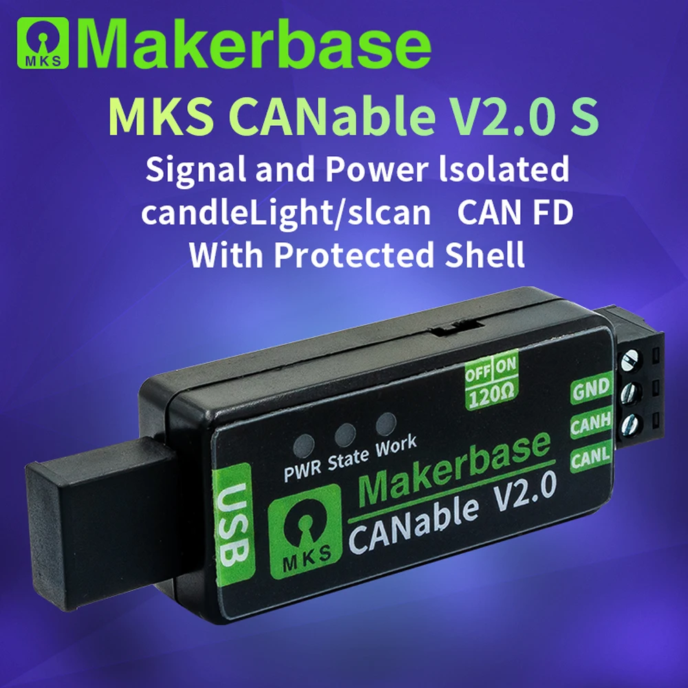 Makerbase Canable 2.0 Usb para Can Adaptador Analisador Canfd Slcan Socketcan Candlelight Klipper - Imagem 3