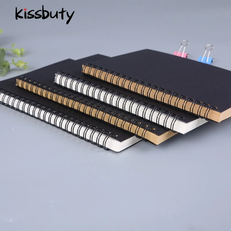 1 Book Retro Spiral Coil Kraft Paper Notebook Sketchbook Painting Diary Drawing Painting Graffiti Office School Stationery 3