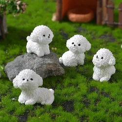 Charming Bichon Frise Dog Figurine - Miniature Craft Ornament for Home and Garden Decor (4pcs mix)