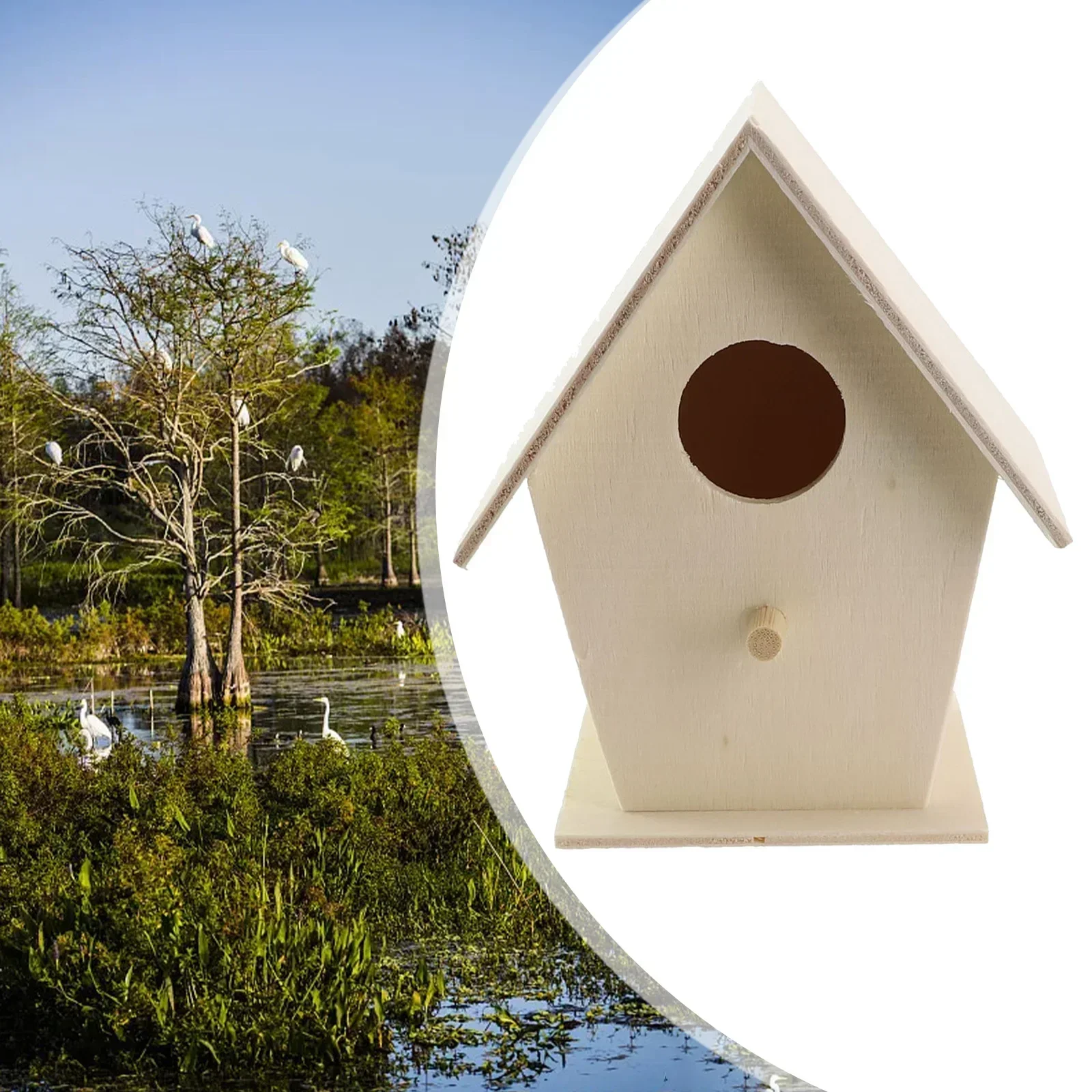 Wooden Bird House Nest Dox Nest House Bird Craft Box Wooden Birdhouse Decoration For Home Garden DIY Supplies 1pcs