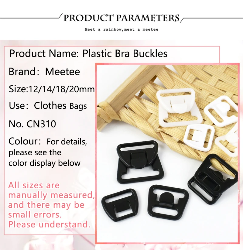 50/100Sets 12/14/18mm Plastic Bra Buckles Nursing Underwear Adjust Hook  Maternity Clasp Bikini Clip Button Decorative Buckle