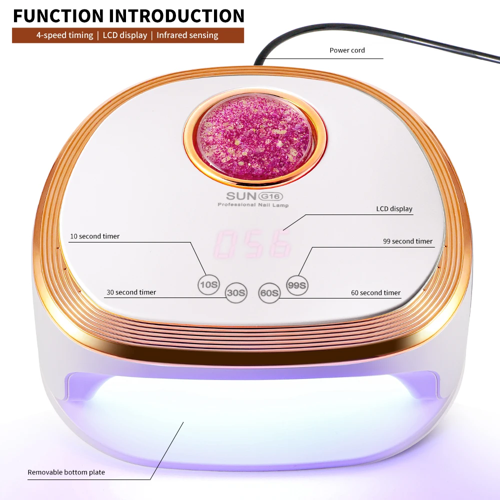45LED 전문 네일 드라이어 UV LED 네일 램프 (네일 젤 폴리쉬 경화용) 4단계 타이머 설정 자동 센서 장비