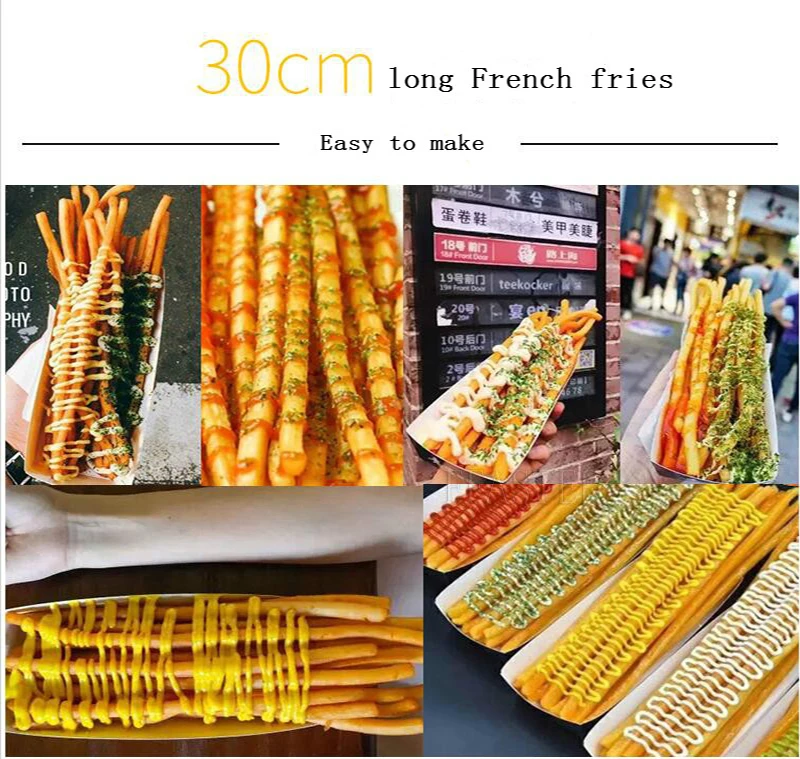 Manual 30cm French Fries Maker Long Potato Squeezers Machine Footlong Super Big Chips Making Machines Special Kitchen Extruders