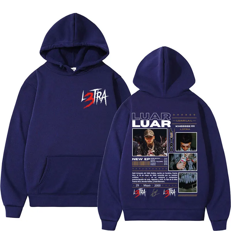 Rapper Luar La L Music Album L3TRA Hoodie Men Women Harajuku Fashion High Quality Sweatshirt Man Casual Fleece Hooded Streetwear 2