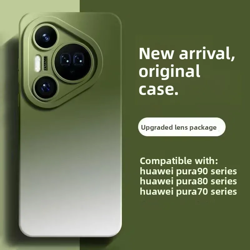 Gradient Liquid Silicone Phone Case with Matte Soft Lens Protection - Bumper Back Cover